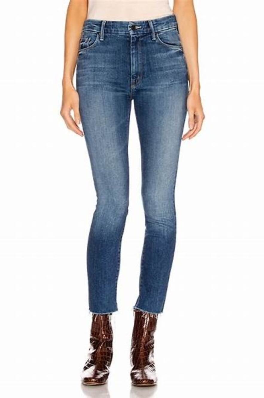 Mother The Looker Ankle Fray Invitation Only Blue Denim Skinny Jeans Size 26